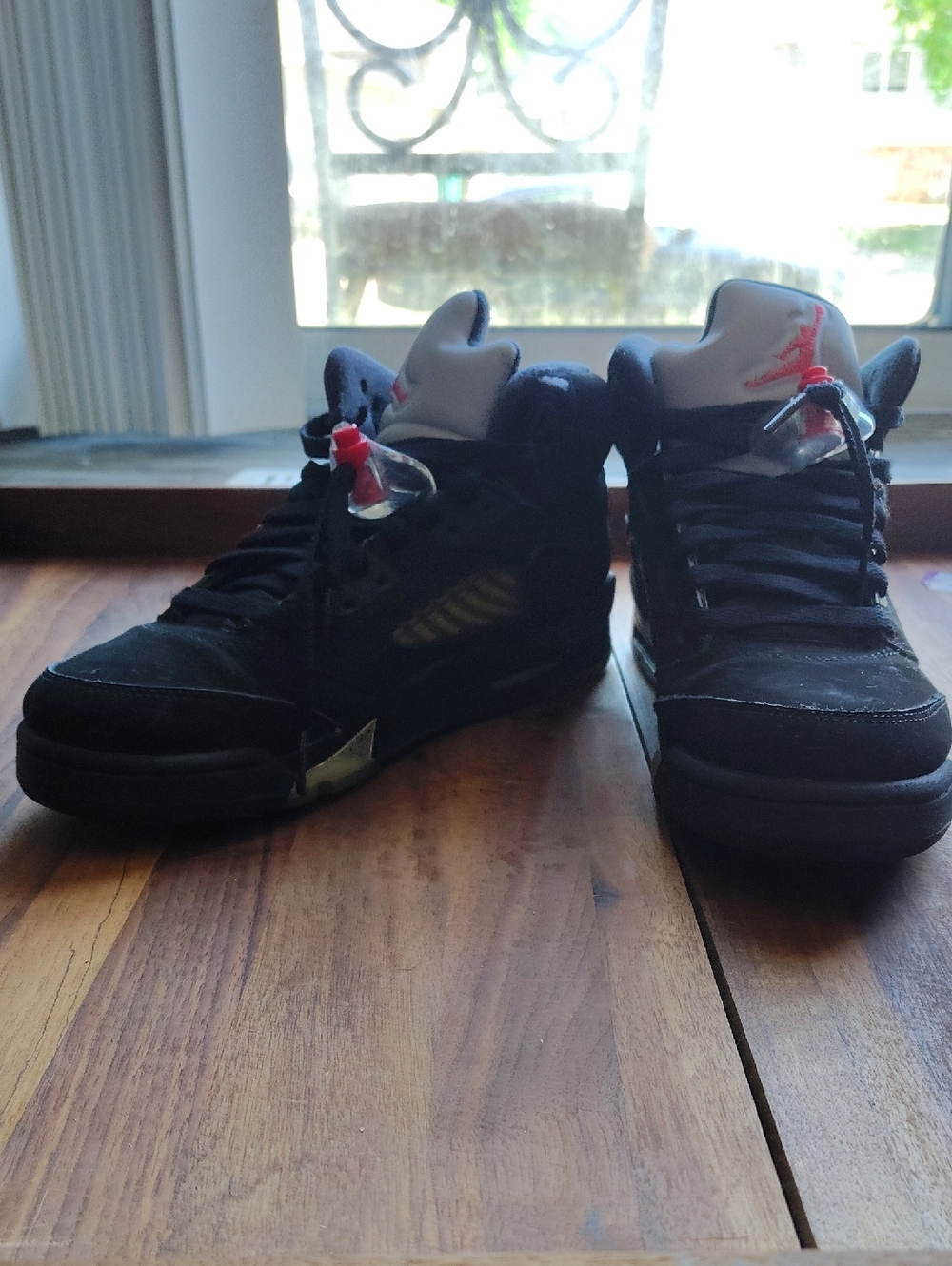 Leather and nubuck sneakers, Nike Air Jordan 5 Retro 'Black Metallic'